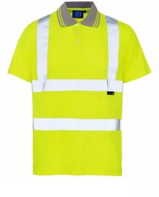 Buy 2 Hi Vis Viz Polo T-Shirt High Visibility Reflective Safety Security Work Top • 11.99£