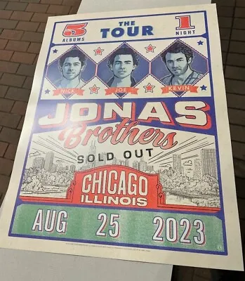 Buy 🔥 Jonas Brothers 8/25/23 CHICAGO WRIGLEY FIELD EVENT POSTER Official Merch • 47.25£