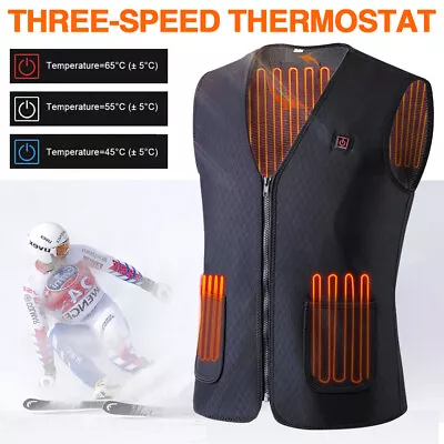 Buy USB Electric Heated Vest Warm Up Jacket With Battery Pack Winter Body Warmer • 22.99£