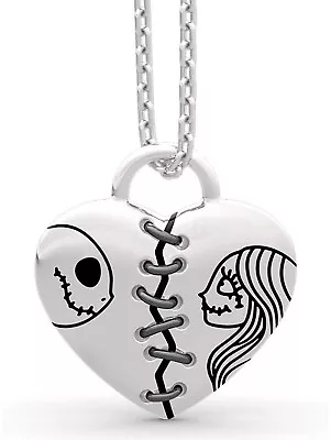 Buy Jack And Sally Necklace Nightmare Before Christmas Charm, 925 Silver Heart New • 208.39£