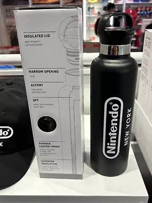 Buy Nintendo NY Stainless Steel Water Bottle Super Mario Black Merch NEW In Box • 37.88£