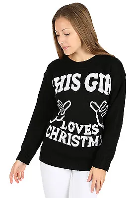 Buy This Girl Loves Christmas Jumper Sweater Top Fashion Gift Funny Present Winter • 6.99£