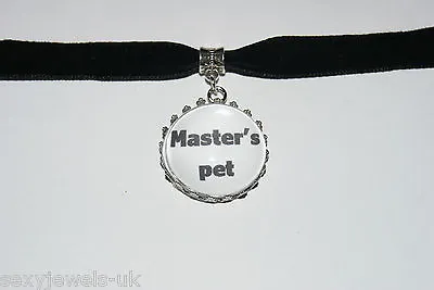 Buy Master's Pet Black Velvet Choker Necklace Jewellery Fetish Bondage Sub Collar UK • 15.95£