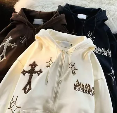 Buy Y2k Gothic Embroidery Hoodies Women Retro High Street Zip Up Long Sleeve Jacket • 25.99£