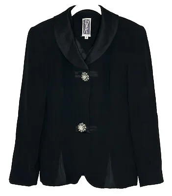 Buy Zelda Black Rhinestone Buttons Vintage Pleated Blazer Jacket Size 8 • 33.24£