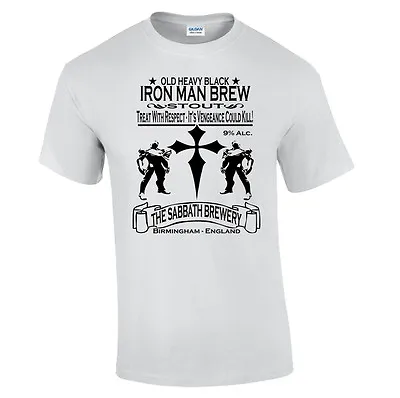 Buy Black Sabbath Inspired T-Shirt Iron Man Brew Old Black Heavy Metal Rock 70's • 15.99£