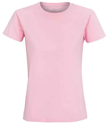 Buy Ladies Plain T-Shirts Cotton Women Crew Neck Coloured Fitted London Print • 2.95£