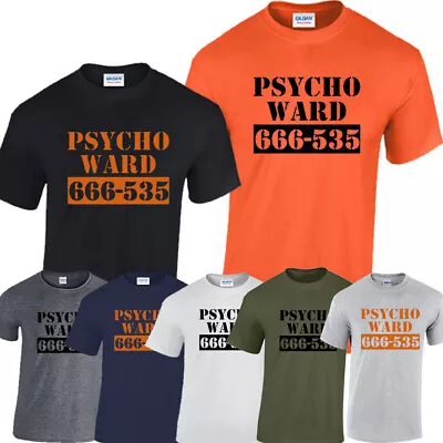 Buy Psycho Ward Prision T-Shirt Fancy Dress Horror Halloween Alcatraz Nosferatu 666 • 6.99£