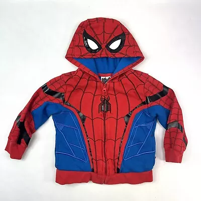 Buy Disney Marvel Spiderman Zip Up Hoodie Costume Sweatshirt Boys Size 4 • 13.41£