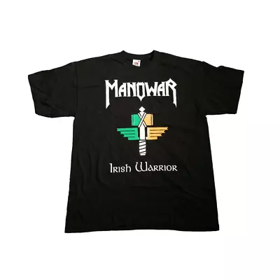 Buy Manowar Irish Warrior T-Shirt Large Black Guinness Harp Of Steel Heavy Metal • 18.99£