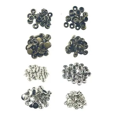 Buy 100x 15mm Metal Snap Buttons Heavy Duty Leather Jacket Press Studs Button • 8.52£