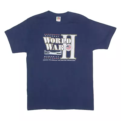 Buy FRUIT OF THE LOOM World War 2 Memorial Mens T-Shirt Blue USA L • 7.99£