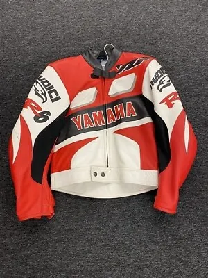Buy Giudici Yamaha Mens Motorcycle Leather Jacket - Red/White/Black - Various Sizes • 80£