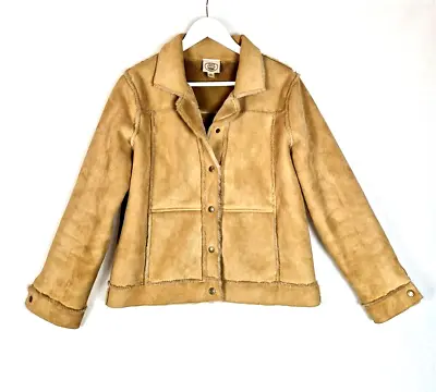 Buy Laura Ashley Vintage Y2K 90s Camel Tan Faux Suede Thick Warm Jacket Size L 14 16 • 14.99£