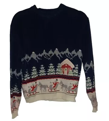 Buy Vintage Large Touchy Subject Ugly Christmas Sweater Made In The USA Sleigh Ride • 18.33£