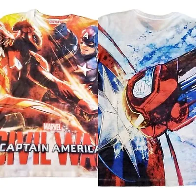 Buy Marvel Men's Tee T Shirt Medium Red Blue Captain America Civil War Ironman Crew • 6.99£