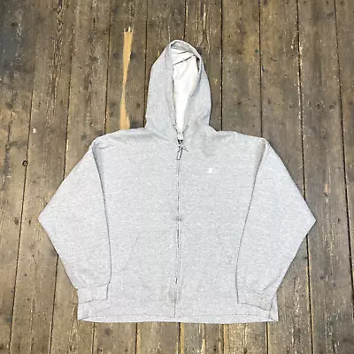 Buy Starter Hoodie Mens Y2K Full Zip Blank Training Sweatshirt, Grey, XL • 15£