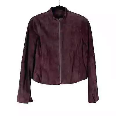 Buy Vince Lamb Suede Leather Moto Jacket Womens 2 Brown Full Zip Lined Classic • 93.44£