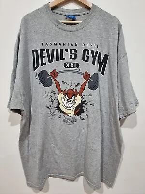 Buy Looney Tunes Taz Tasmanian Devil Devil's Gym T Shirt Grey Men's 3XL • 69.84£