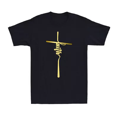 Buy Faith Christian Cross Jesus God Church Sunday Service Bible Men's T-Shirt • 16.99£