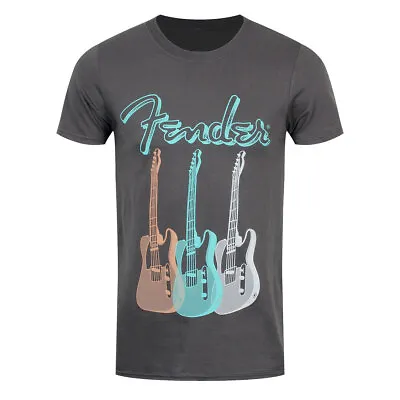 Buy Fender T-Shirt Triple Guitar Rock Band Official New Grey • 14.95£