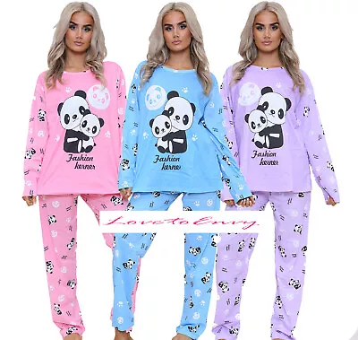 Buy Ladies Pyjama Set Panda Animal Print Long Sleeve 2 Piece Lounge Casual PJ Set. • 12.95£