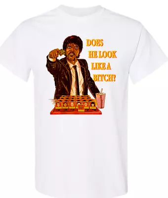 Buy Funny Pulp Fiction Guess Who Does He Look Like A B**ch T Shirt • 14.99£