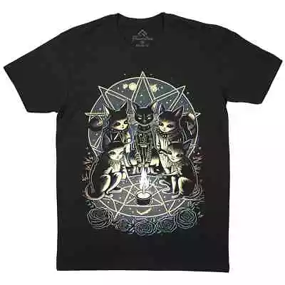 Buy Cat Cult Mens T-Shirt Horror Occult Candle Penthagram Magical Powers E180 • 11.99£