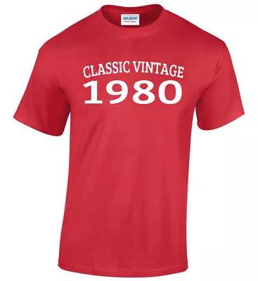 Buy Classic Vintage 1980 Birthday T-Shirt Party Change Year  Any Amend As Required • 10.99£