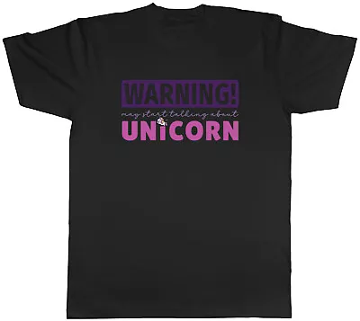 Buy Warning Unicorn Mens T-Shirt Fairy Tale Pony Fantasy Magical Unisex Tee Gift • 8.99£