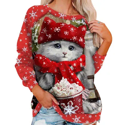 Buy Womens Christmas Novelty Sweatshirt Hoodies Ladies Xmas Jumper Pullover Tops UK • 13.89£