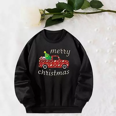 Buy Women's Pullover Sweatshirt Christmas Crewneck Sweatshirt Simple Casual Long • 13.19£