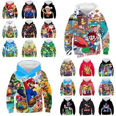 Buy Super Mario 3D Print Men Woman Kids Boys Girls Hoodie Hood Pullover Jumper Top • 20.39£