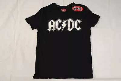 Buy Ac/dc Distressed White Logo Ladies T Shirt New Official Rock Sicem Intl Italy • 10.99£