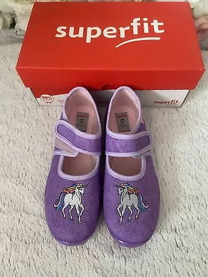 Buy NEW Superfit Purple Lilac Embroidered Unicorn Mary Jane Shoes Slippers Size 13.5 • 8.50£