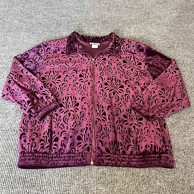 Buy Vintage Teddi Women’s Velour Jacket 2X Purple Zip Up Long Sleeve 90s • 11.72£