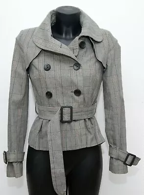 Buy Topshop Cotton Double Breasted Belted Jacket Size 8 VGC • 26£