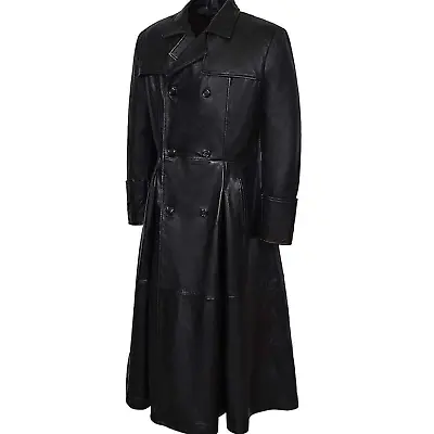 Buy Best Men's Morpheus Full-Length Matrix Leather Jacket Coats For Timeless Style • 260.71£