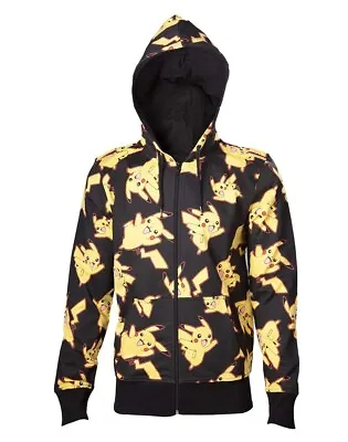 Buy Pokémon Bioworld Black Pikachu All Over Print Cotton Full Zip Hoodie - Large • 34.99£
