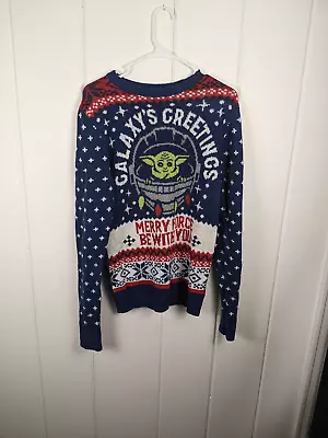 Buy Star Wars Baby Yoda Galaxy Christmas Sweater Size Small • 24.11£