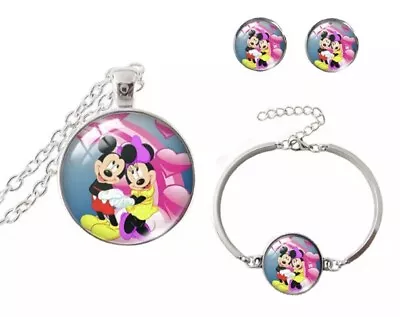Buy Mickey & Minnie Mouse 3 Piece Jewellery Set Earrings, Pendant Necklace, Bracelet • 8.95£