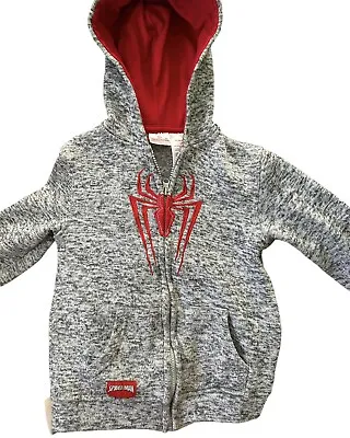 Buy Marvel Spider-Man Boys Zip Up Hoodie Gray Heathered Marled Red Spider Size 7 EUC • 12.06£