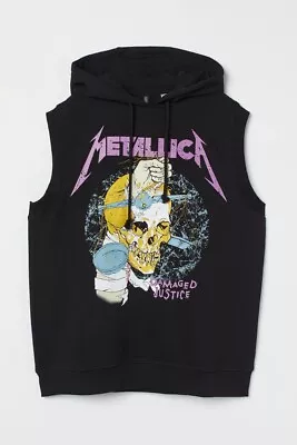 Buy H&M Metallica Damaged Justice Sleeveless Oversized Hoodie Womens Size S New NWOT • 8.50£