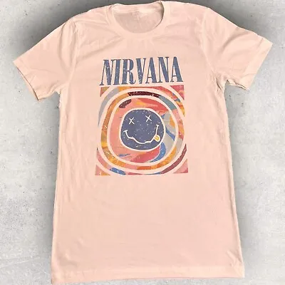 Buy Nirvana Smiley Face Band Retro Tee Adult Unisex White Size Small • 8.30£