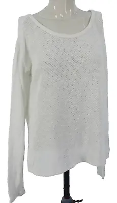 Buy Velvet Graham Spencer Jumper Open Knit White Cotton Blend Relaxed Top Size S • 19.99£