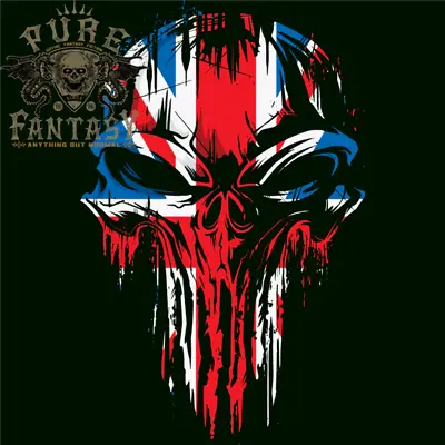 Buy Union Jack Flag Skull Gym MMA Biker Britain Mens Cotton T-Shirt Tee Top • 10.75£