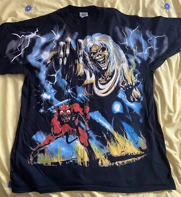 Buy Vintage Liquid Blue Iron Maiden XL T Shirt With Back Print Rare 2004 Eddie Metal • 80£