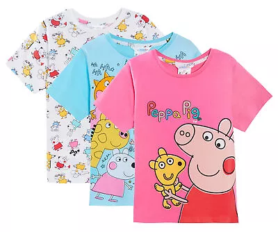 Buy Girls 3 Pack Peppa Pig T-Shirts Kids Peppa Dress Up Tops Girls Summer Tees Gift • 15.95£