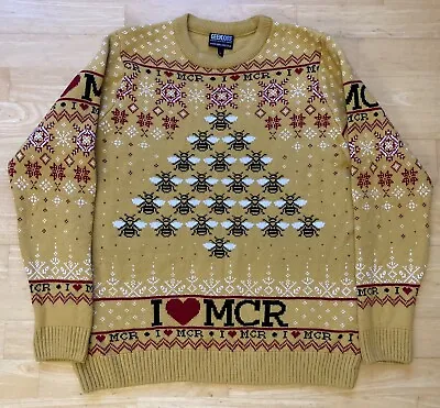 Buy XL 45  Inch Chest Manchester Bee Ugly Christmas Jumper Sweater Xmas By Geek Core • 29.99£