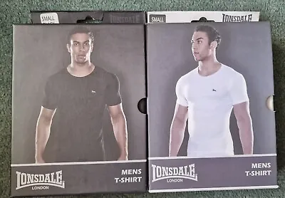 Buy LONSDALE T Shirt Mens BOXED SMART CASUAL TEE BLACK WHITE Short Sleeves UK BNWT • 9.99£